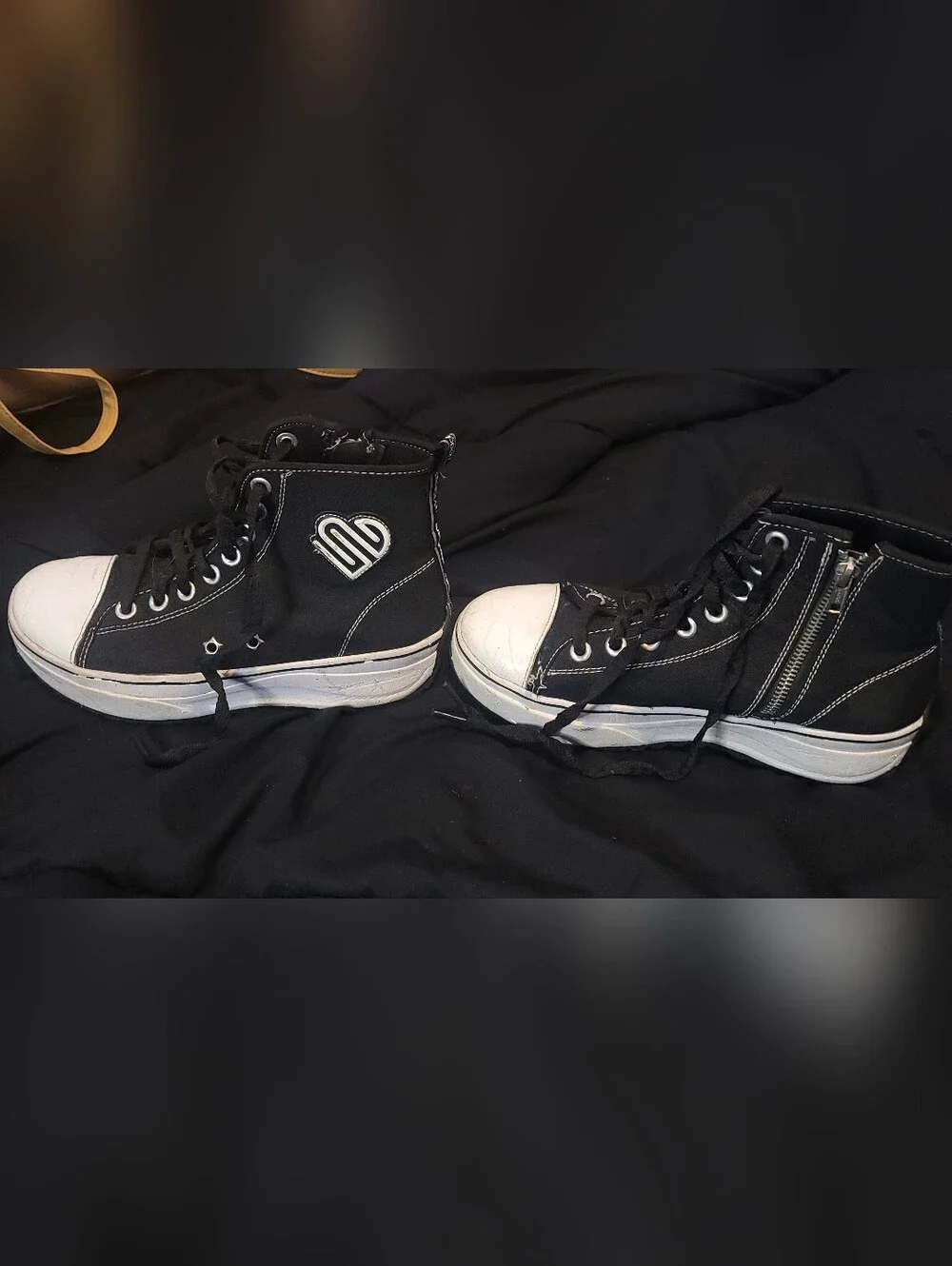 Justice Black and White High-Top Sneakers